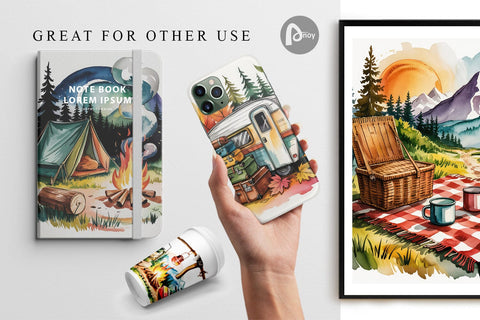 Digital Paper Vintage Camping Vibes Digital Pattern artnoy 