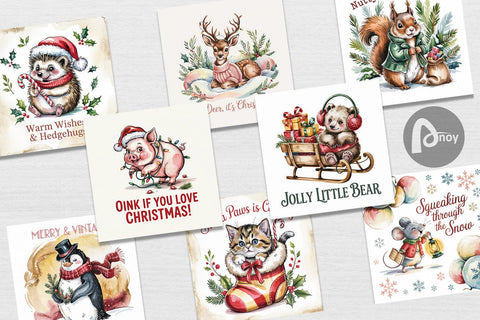 Digital Paper Vintage Christmas Animal Digital Pattern artnoy 