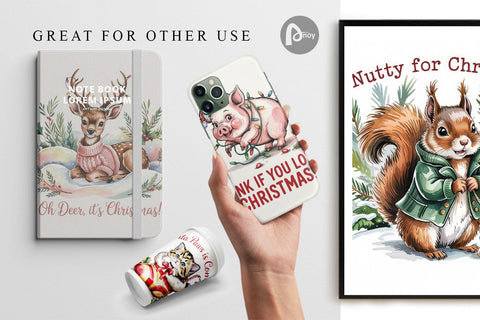 Digital Paper Vintage Christmas Animal Digital Pattern artnoy 