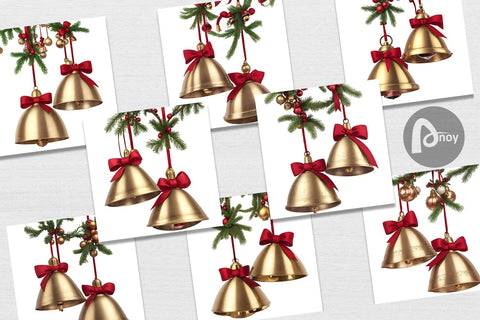 Digital Paper Vintage Christmas Bells Digital Pattern artnoy 