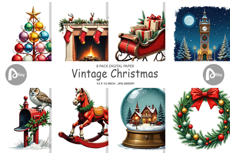 Digital Paper Vintage Christmas Digital Pattern artnoy 