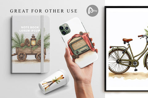 Digital Paper Vintage Christmas Journey Digital Pattern artnoy 