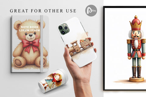 Digital Paper Vintage Christmas Toys Digital Pattern artnoy 