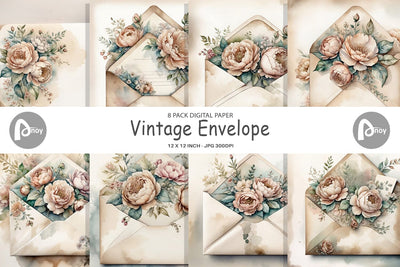 Digital Paper Vintage Envelope Digital Pattern artnoy 