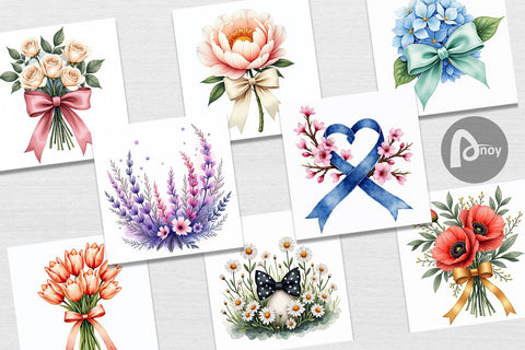 Digital Paper Vintage Floral Bow Digital Pattern artnoy 