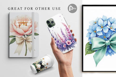 Digital Paper Vintage Floral Bow Digital Pattern artnoy 