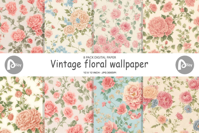 Digital Paper Vintage floral wallpaper Digital Pattern artnoy 