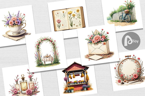 Digital Paper Vintage Flowers Digital Pattern artnoy 