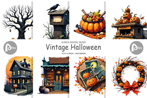 Digital Paper Vintage Halloween Digital Pattern artnoy 