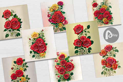Digital Paper Vintage Red Rose Digital Pattern artnoy 