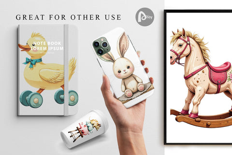 Digital Paper Vintage Toy Animals Digital Pattern artnoy 