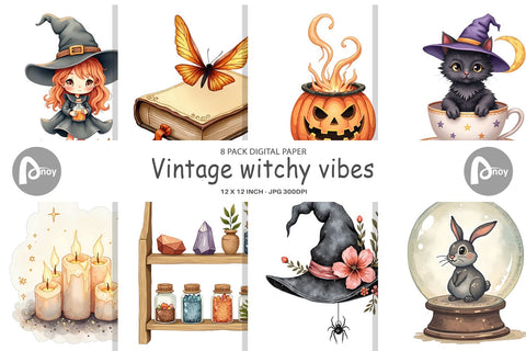 Digital Paper Vintage Witchy Vibes Digital Pattern artnoy 