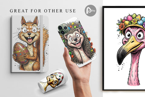 Digital Paper Wacky Easter Animal Portrait Sublimation artnoy 