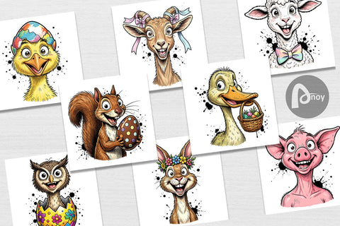 Digital Paper Wacky Easter Animal Sublimation artnoy 