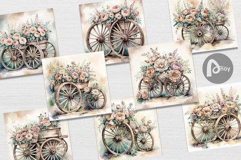 Digital Paper Wagon Wheels Digital Pattern artnoy 