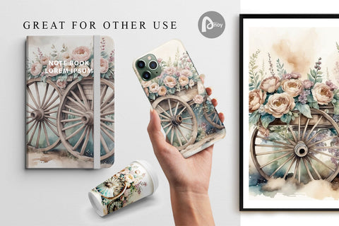 Digital Paper Wagon Wheels Digital Pattern artnoy 