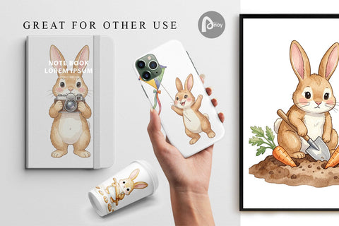Digital Paper Watercolor Active Hobby Easter Bunny Digital Pattern artnoy 