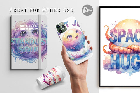 Digital Paper Watercolor Alien Quote Digital Pattern artnoy 