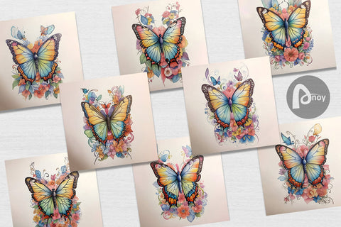 Digital Paper Watercolor Art Butterfly Digital Pattern artnoy 