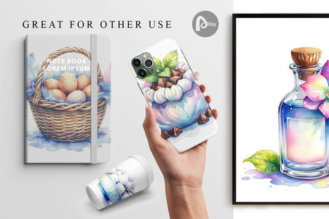 Digital Paper Watercolor Baking Essentials Digital Pattern artnoy 