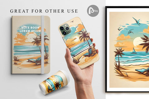 Digital Paper Watercolor Beach Digital Pattern artnoy 
