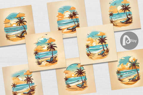 Digital Paper Watercolor Beach Digital Pattern artnoy 