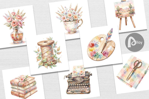 Digital Paper Watercolor Boho Artistic Craft Ephemera Digital Pattern artnoy 