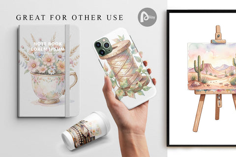 Digital Paper Watercolor Boho Artistic Craft Ephemera Digital Pattern artnoy 