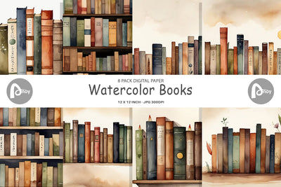 Digital Paper Watercolor Books Digital Pattern artnoy 