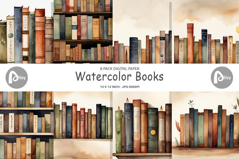 Digital Paper Watercolor Books Digital Pattern artnoy 