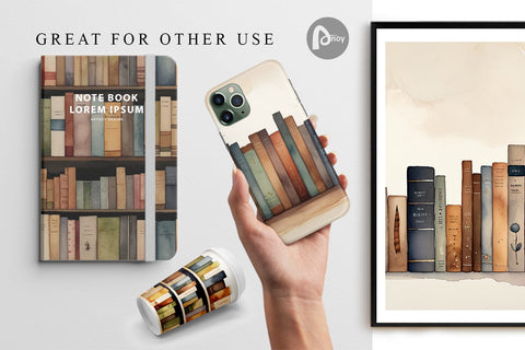 Digital Paper Watercolor Books Digital Pattern artnoy 