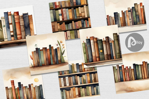 Digital Paper Watercolor Books Digital Pattern artnoy 