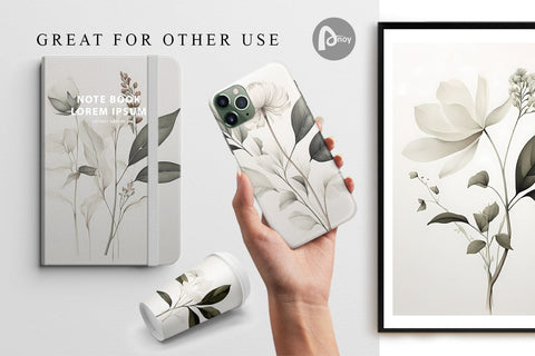 Digital Paper Watercolor Botanical Sublimation artnoy 