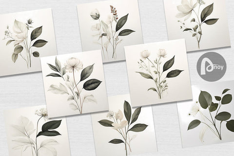 Digital Paper Watercolor Botanical Sublimation artnoy 