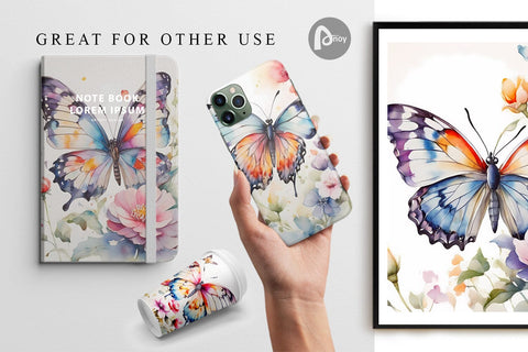 Digital Paper Watercolor Butterfly Digital Pattern artnoy 