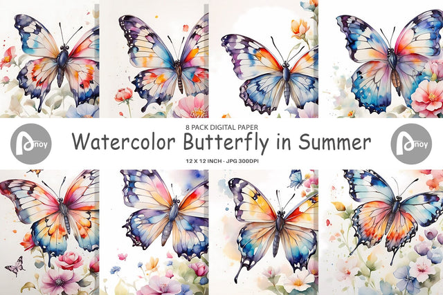 Digital Paper Watercolor Butterfly Digital Pattern artnoy 