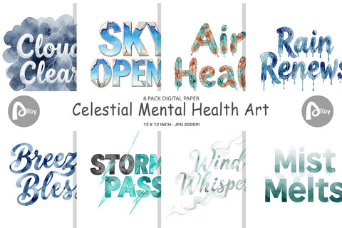 Digital Paper Watercolor Celestial Mental Health Art Digital Pattern artnoy 