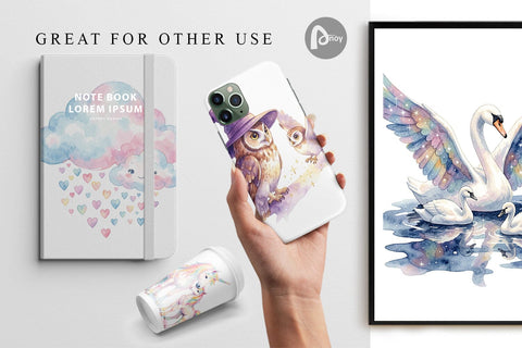 Digital Paper Watercolor Celestial Mother Fantasy Art Digital Pattern artnoy 