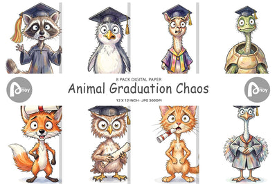 Digital Paper Watercolor Chaotic Animal Graduation Digital Pattern artnoy 