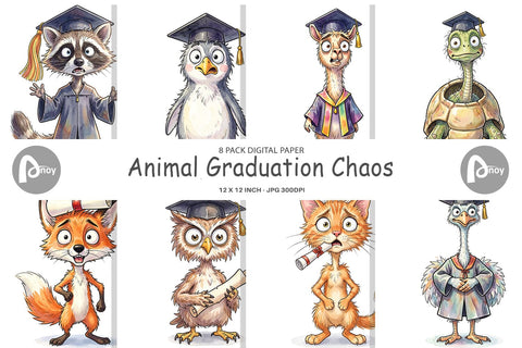 Digital Paper Watercolor Chaotic Animal Graduation Digital Pattern artnoy 