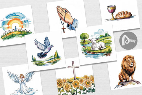 Digital Paper Watercolor Christian Digital Pattern artnoy 