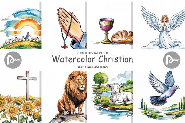 Digital Paper Watercolor Christian Digital Pattern artnoy 