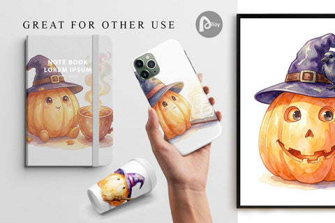 Digital Paper Watercolor Cozy Autumn Spellcraft Witch Digital Pattern artnoy 