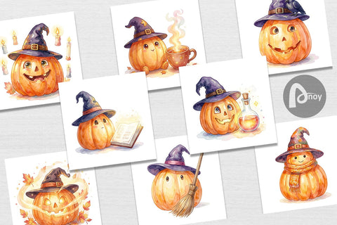 Digital Paper Watercolor Cozy Autumn Spellcraft Witch Digital Pattern artnoy 