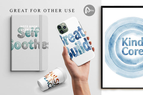 Digital Paper Watercolor Crystalline Mindset Quotes Digital Pattern artnoy 