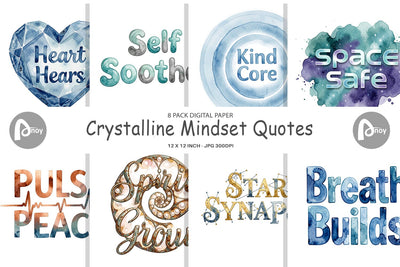 Digital Paper Watercolor Crystalline Mindset Quotes Digital Pattern artnoy 