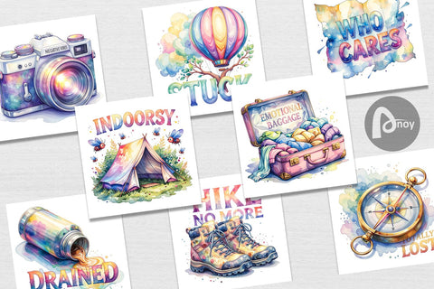 Digital Paper Watercolor Cynical Travel And Hiking Art Digital Pattern artnoy 