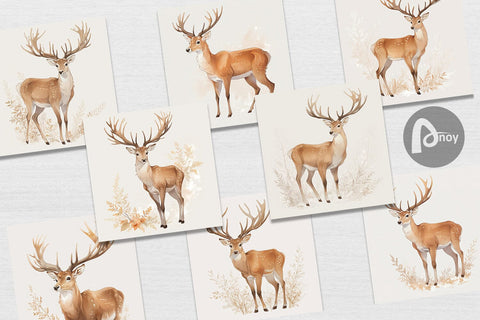 Digital Paper Watercolor Deer Digital Pattern artnoy 