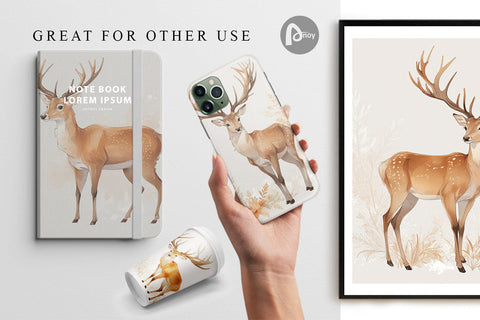 Digital Paper Watercolor Deer Digital Pattern artnoy 