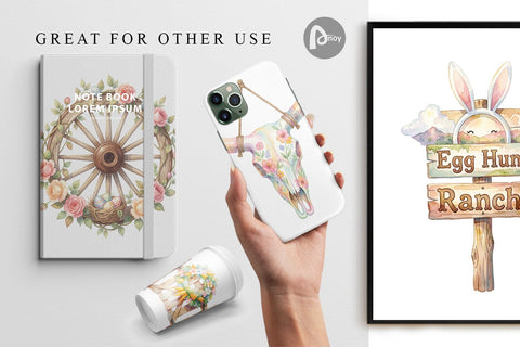 Digital Paper Watercolor Desert Spring Easter Cacti Digital Pattern artnoy 